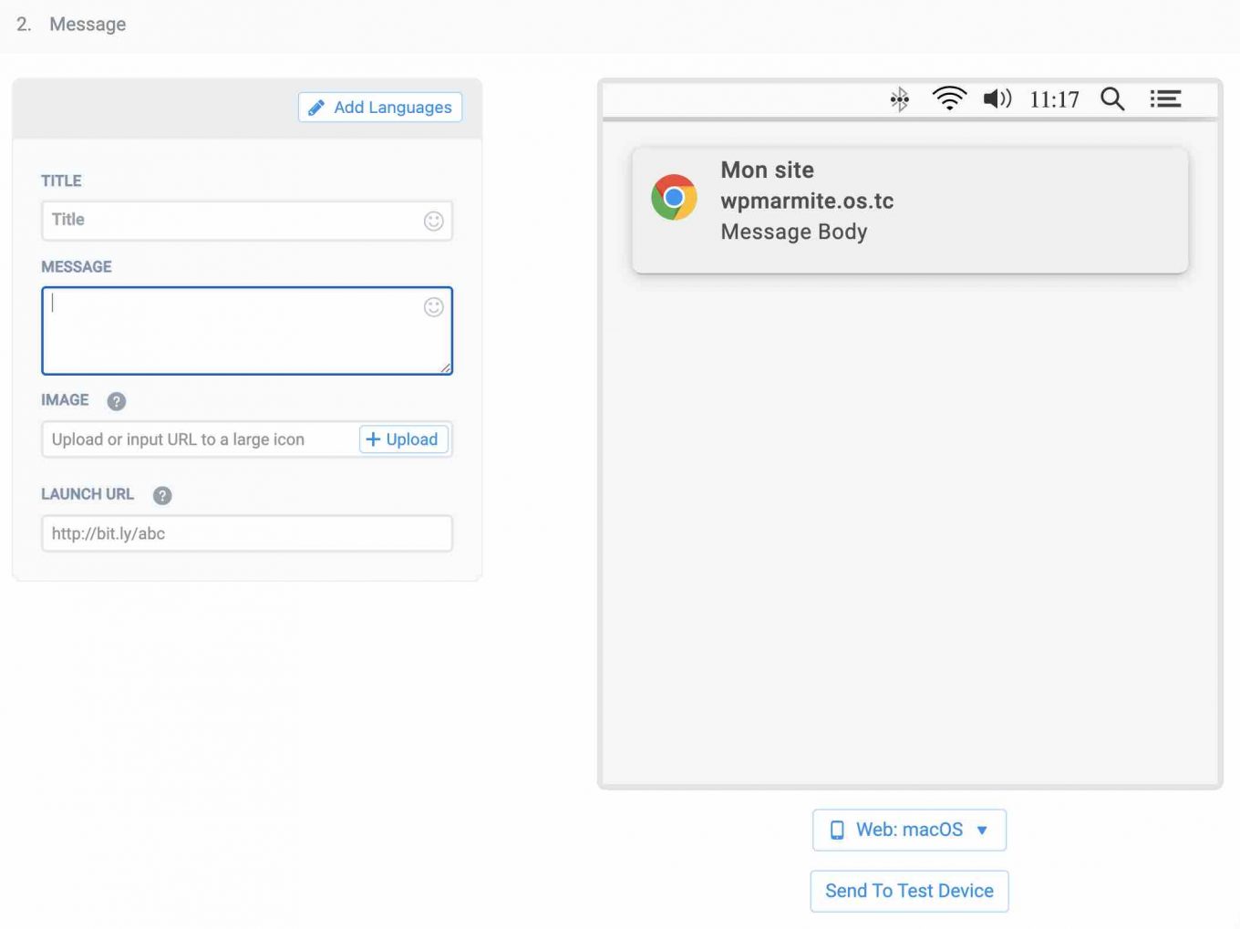 OneSignal sitesinde bir bildirimin kişiselleştirilmesi